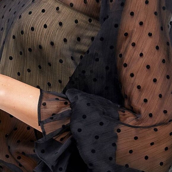 NWT SANS SOUCI Draped in Love Polka Dot Sheer Top M - Picture 3 of 8